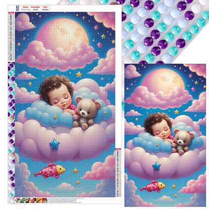 Doll Sleeping On Clouds - Full Round Drill Diamond Painting 40*70CM