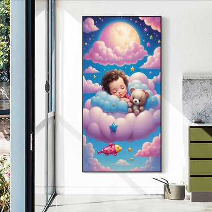 Doll Sleeping On Clouds - Full Round Drill Diamond Painting 40*70CM