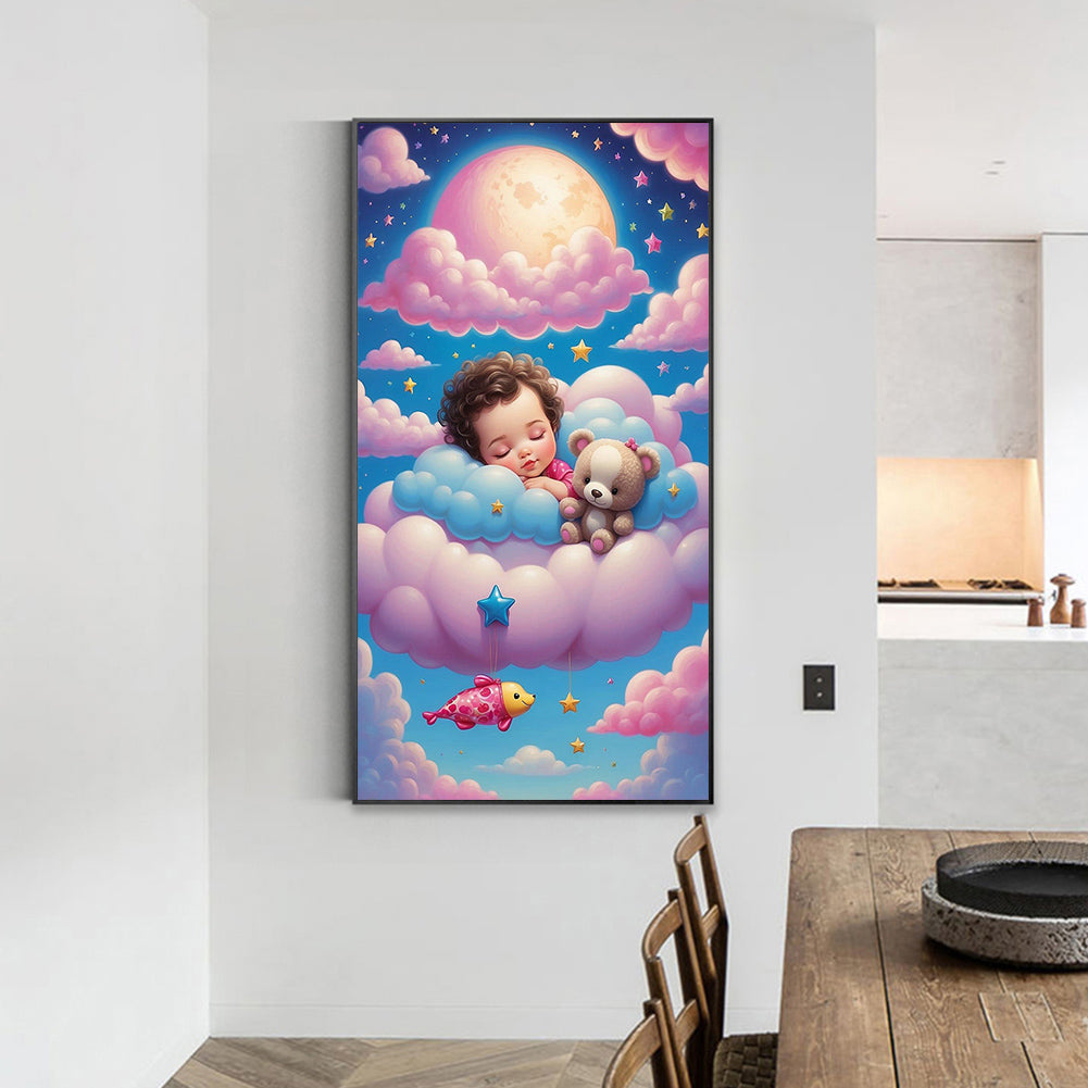 Doll Sleeping On Clouds - Full Round Drill Diamond Painting 40*70CM