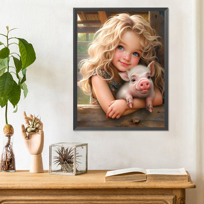 Sweet Big Eyed Girl - Full Round Drill Diamond Painting 30*40CM