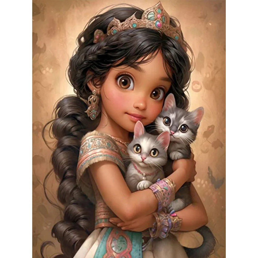 Sweet Big Eyed Girl - Full Round Drill Diamond Painting 30*40CM