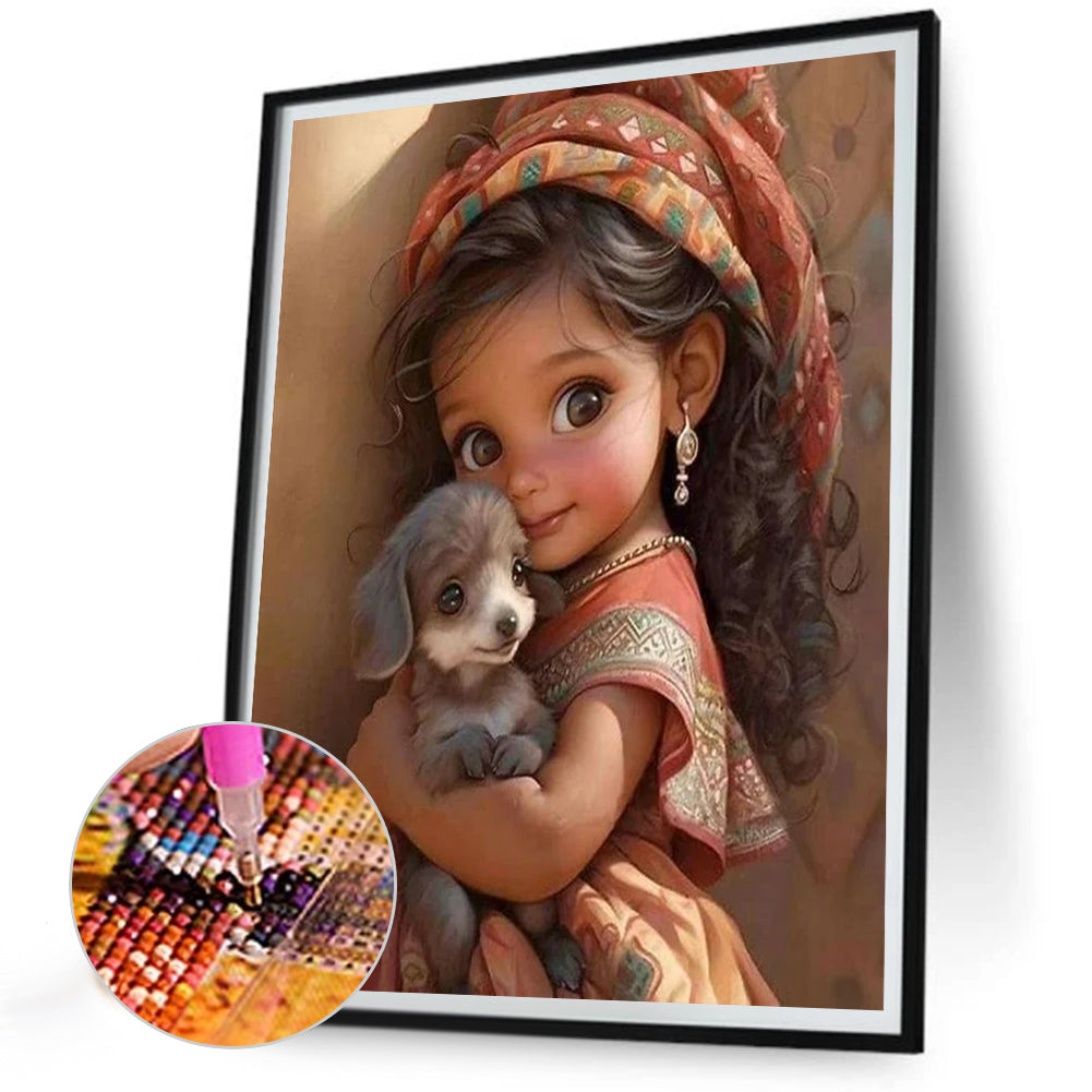 Sweet Big Eyed Girl - Full Round Drill Diamond Painting 30*40CM