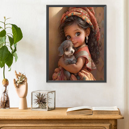 Sweet Big Eyed Girl - Full Round Drill Diamond Painting 30*40CM