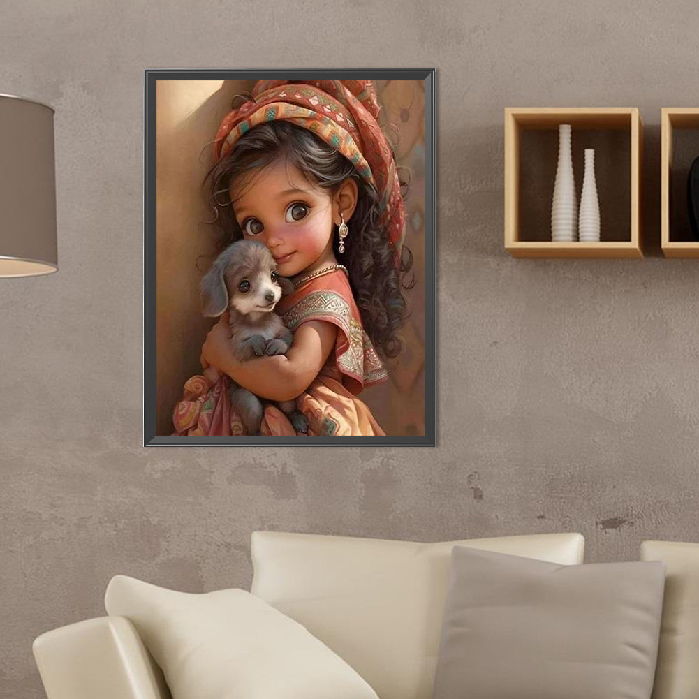 Sweet Big Eyed Girl - Full Round Drill Diamond Painting 30*40CM