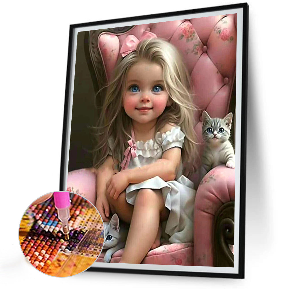 Sweet Big Eyed Girl - Full Round Drill Diamond Painting 30*40CM