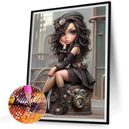 Sweet Cool Girl - Full Round Drill Diamond Painting 30*40CM