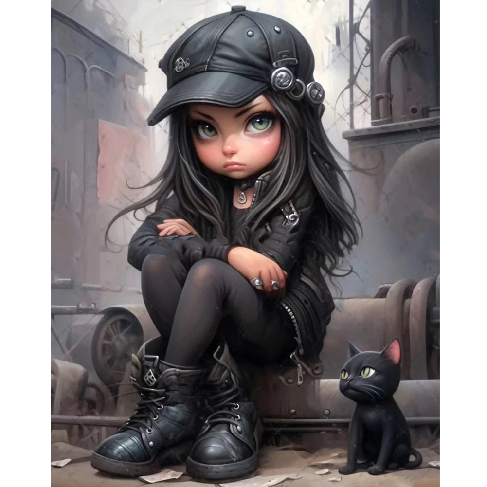 Sweet Cool Girl - Full Round Drill Diamond Painting 40*50CM