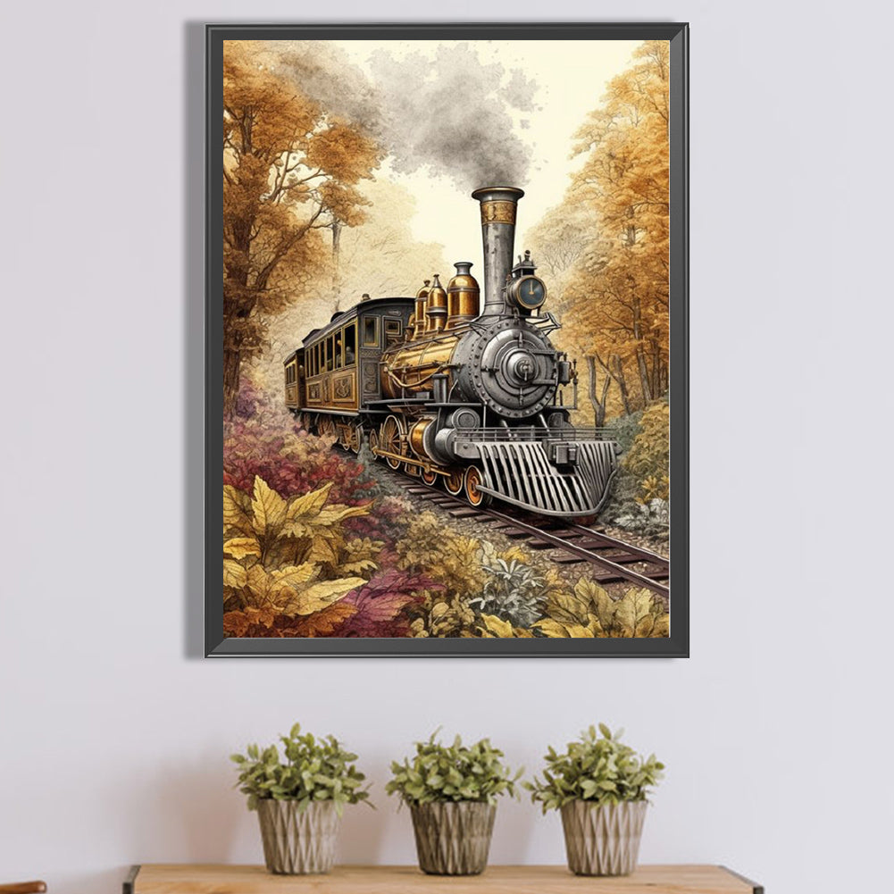 Woods Train - Full Square Drill Diamond Painting 45*60CM