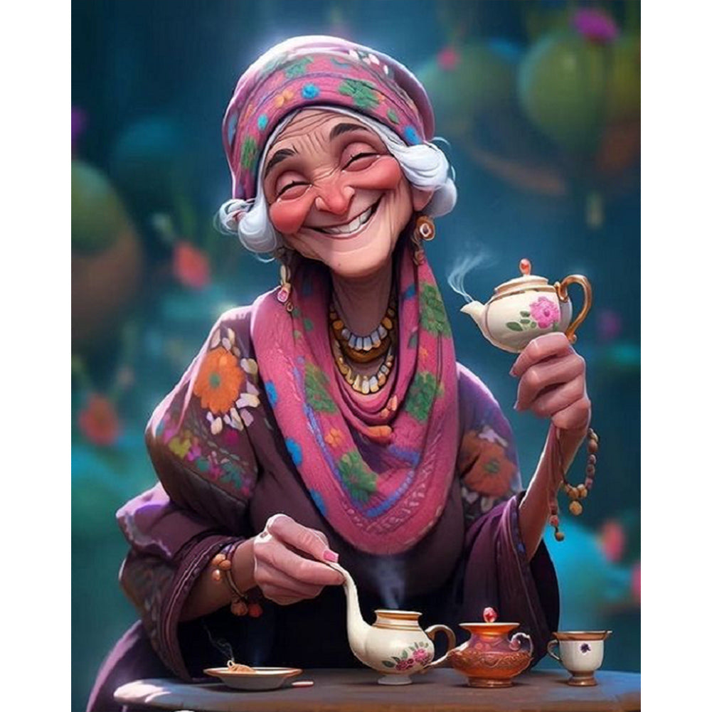 Kind Old Lady - Full Square Drill Diamond Painting 40*50CM