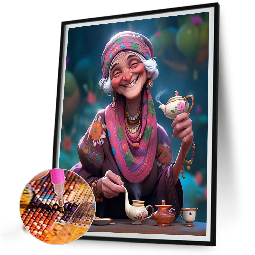 Kind Old Lady - Full Square Drill Diamond Painting 40*50CM