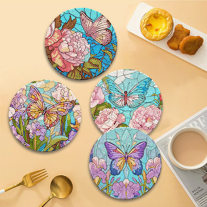 4 Pcs Acrylic Diamond Painted Placemats Eco-Friendly Placemat (Garden Butterfly)