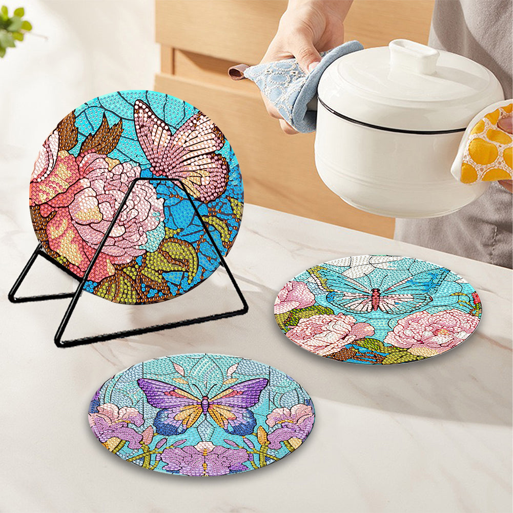 4 Pcs Acrylic Diamond Painted Placemats Eco-Friendly Placemat (Garden Butterfly)