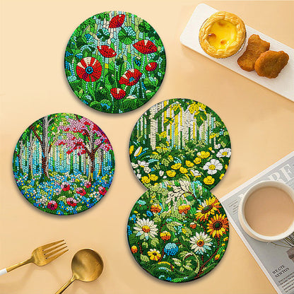 4 Pcs Acrylic Diamond Painted Placemats Eco-Friendly Placemat (Garden Flower)