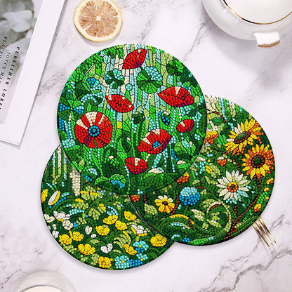 4 Pcs Acrylic Diamond Painted Placemats Eco-Friendly Placemat (Garden Flower)