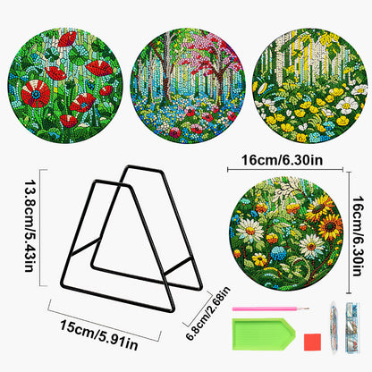 4 Pcs Acrylic Diamond Painted Placemats Eco-Friendly Placemat (Garden Flower)