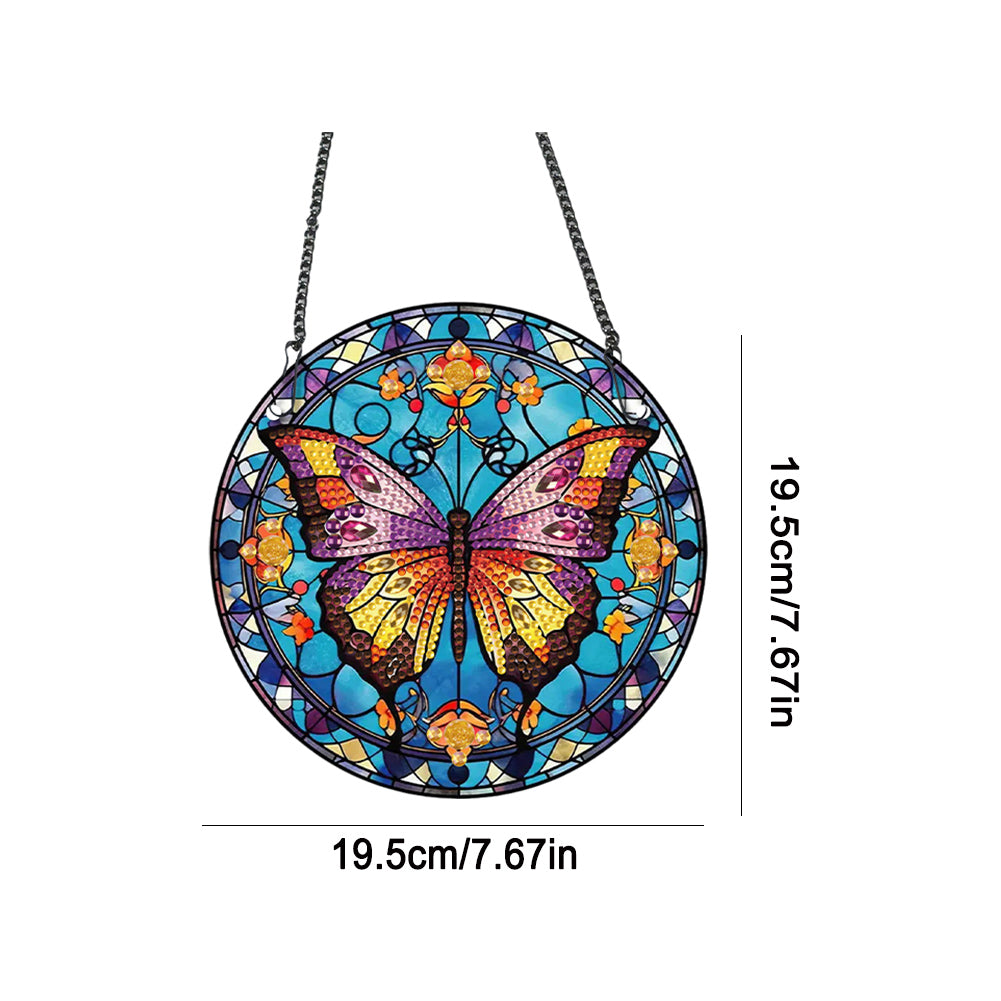 Acrylic Butterfly Single-Sided Diamond Painting Hanging Pendant (19.5x19.5cm