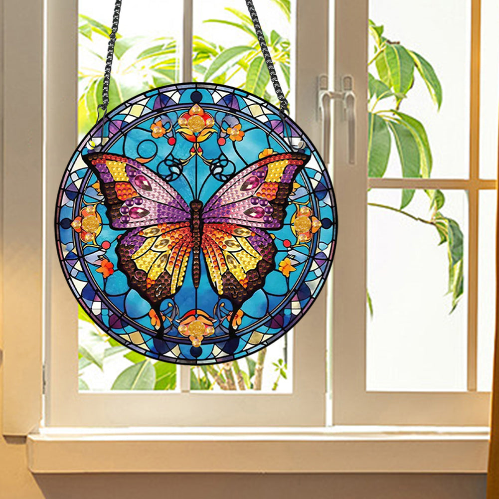 Acrylic Butterfly Single-Sided Diamond Painting Hanging Pendant (19.5x19.5cm