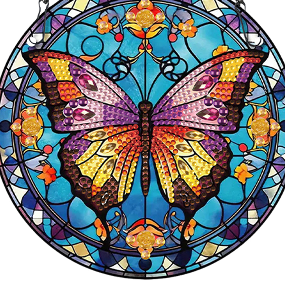 Acrylic Butterfly Single-Sided Diamond Painting Hanging Pendant (19.5x19.5cm