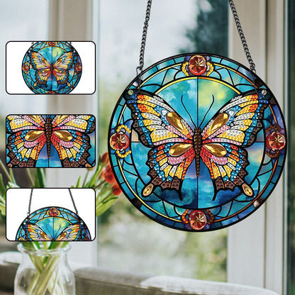 Acrylic Butterfly Single-Sided Diamond Painting Hanging Pendant (19.5x19.5cm