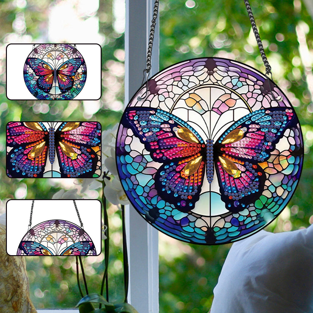 Acrylic Butterfly Single-Sided Diamond Painting Hanging Pendant (19.5x19.5cm