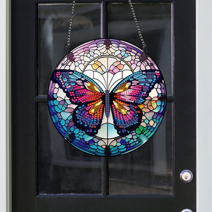 Acrylic Butterfly Single-Sided Diamond Painting Hanging Pendant (19.5x19.5cm