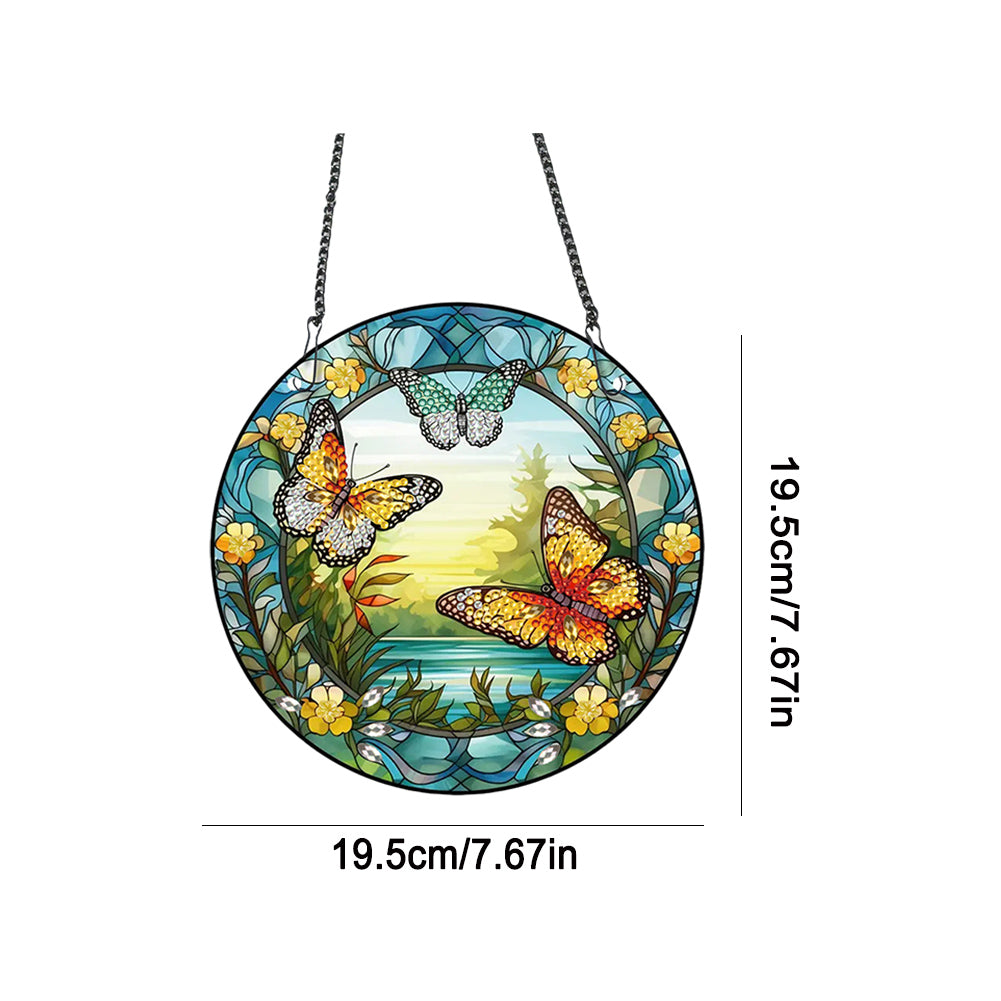 Acrylic Butterfly Single-Sided Diamond Painting Hanging Pendant (19.5x19.5cm