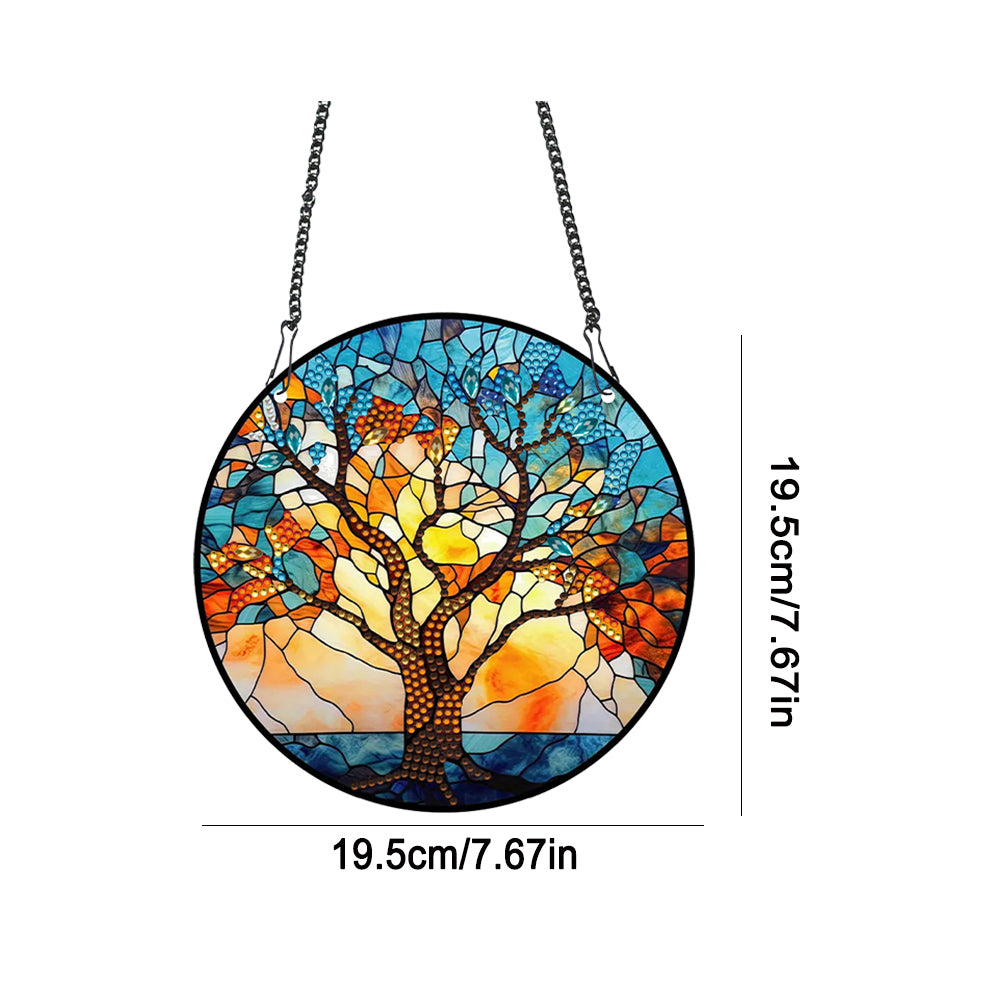 Acrylic Willow Tree Single-Sided Diamond Painting Hanging Pendant (19.5x19.5cm)