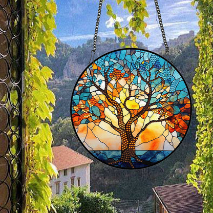 Acrylic Willow Tree Single-Sided Diamond Painting Hanging Pendant (19.5x19.5cm)