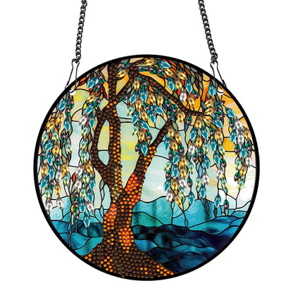 Acrylic Willow Tree Single-Sided Diamond Painting Hanging Pendant (19.5x19.5cm)