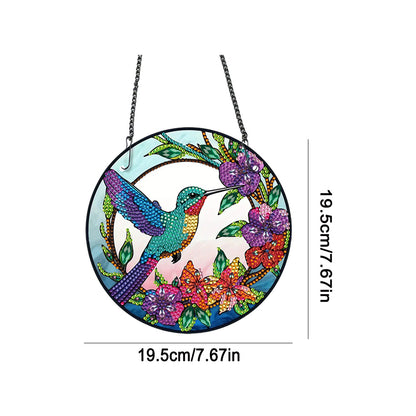 Acrylic Bird Single-Sided Round Diamond Painting Hanging Pendant (19.5x19.5cm)