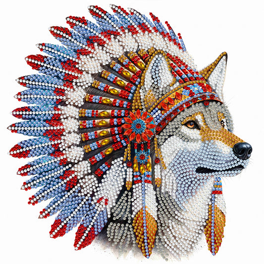 Indian Wolf - Special Shaped Drill Diamond Painting 30*30CM