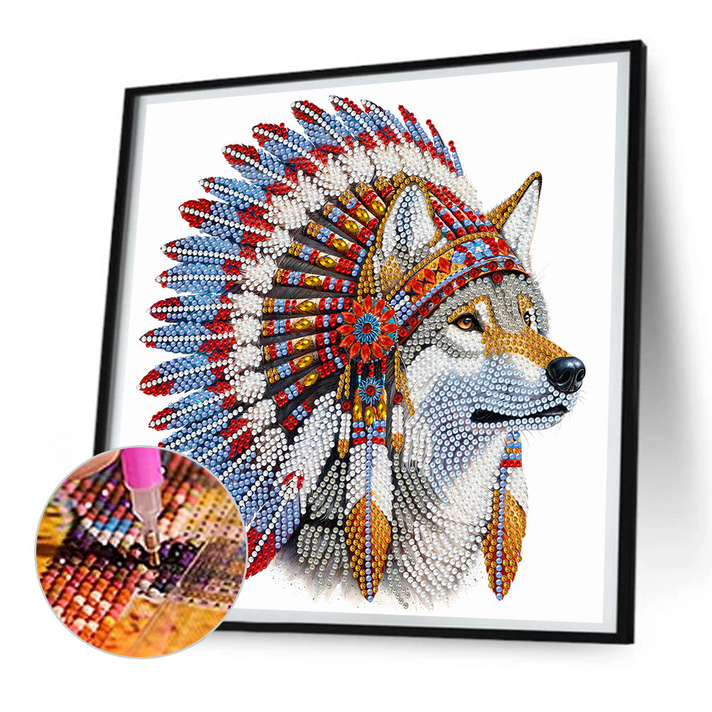 Indian Wolf - Special Shaped Drill Diamond Painting 30*30CM