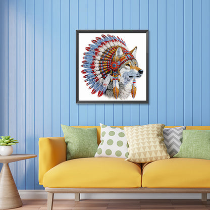 Indian Wolf - Special Shaped Drill Diamond Painting 30*30CM