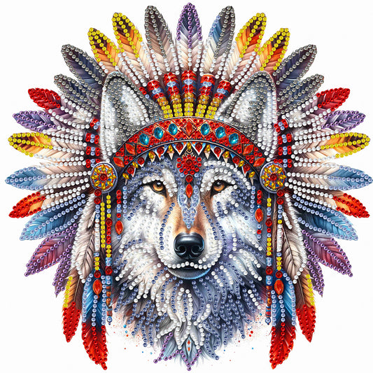 Indian Wolf - Special Shaped Drill Diamond Painting 30*30CM