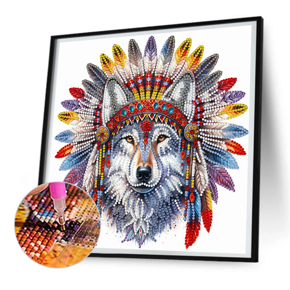 Indian Wolf - Special Shaped Drill Diamond Painting 30*30CM