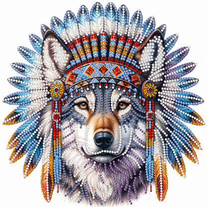 Indian Wolf - Special Shaped Drill Diamond Painting 30*30CM