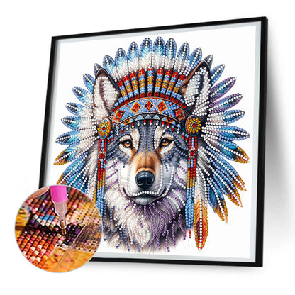 Indian Wolf - Special Shaped Drill Diamond Painting 30*30CM