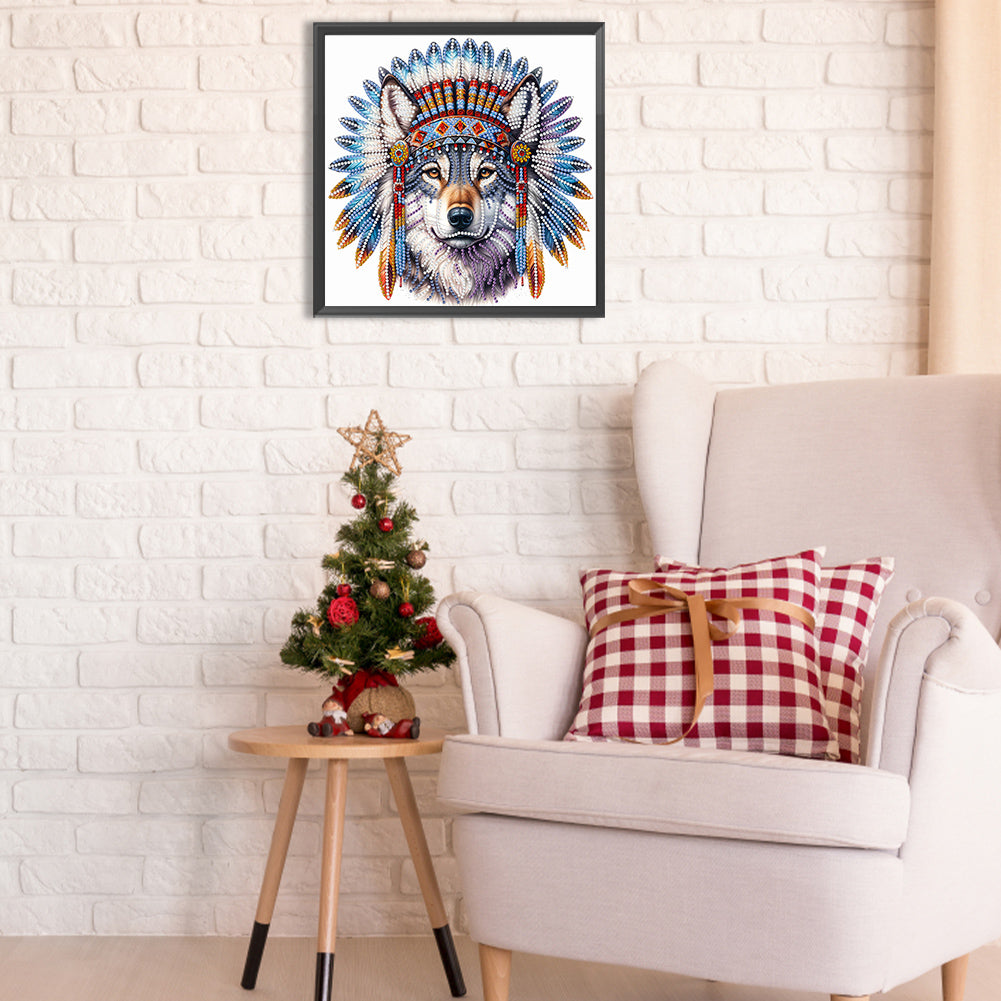 Indian Wolf - Special Shaped Drill Diamond Painting 30*30CM