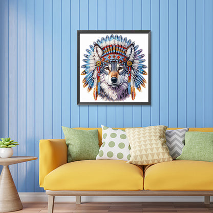 Indian Wolf - Special Shaped Drill Diamond Painting 30*30CM