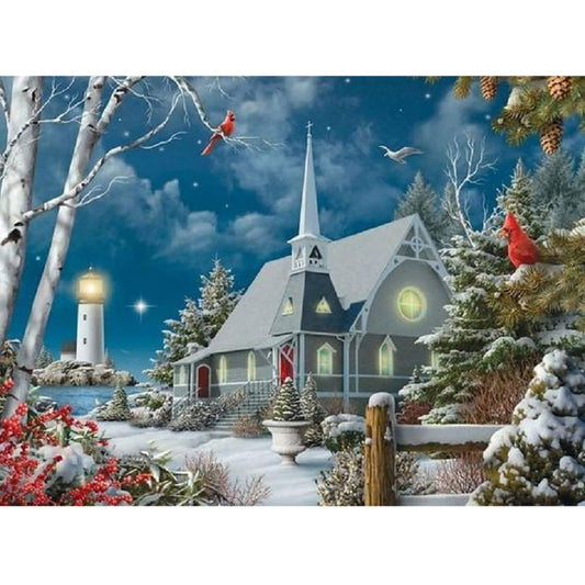 Snow Church - Full Square Drill Diamond Painting 40*30CM