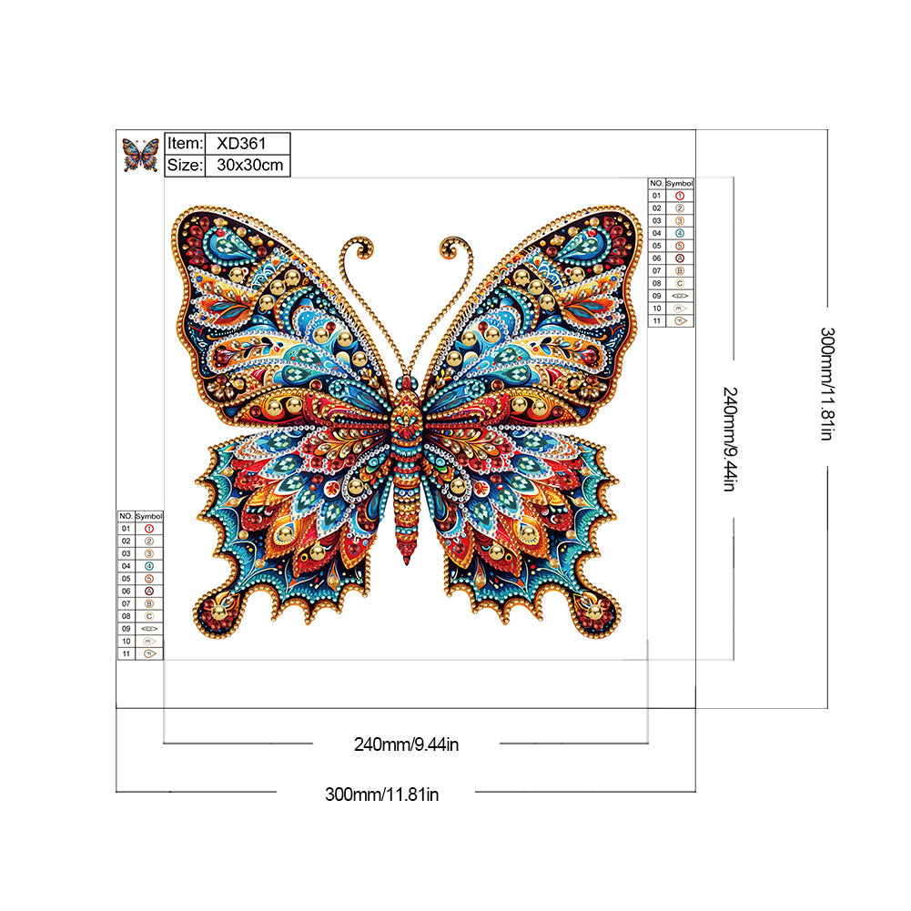 Gorgeous Butterfly - Special Shaped Drill Diamond Painting 30*30CM