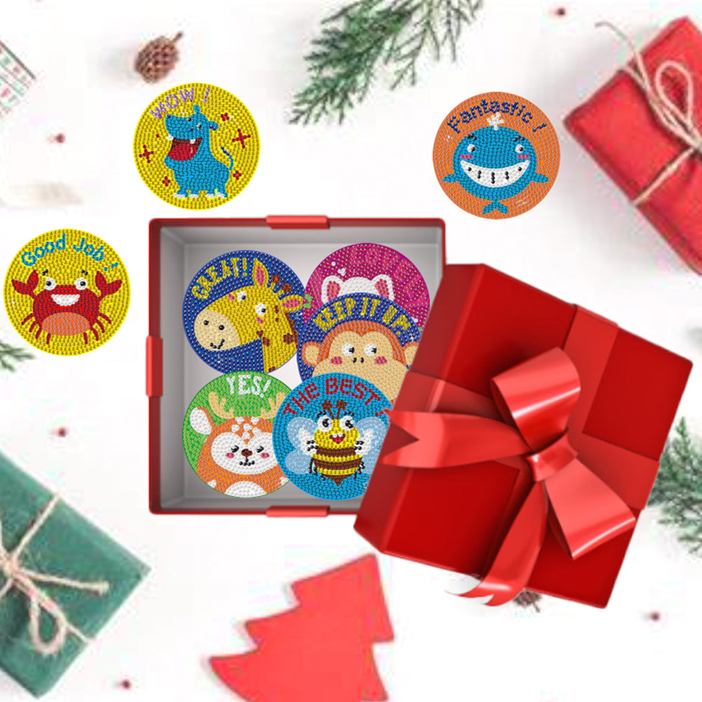 8 Pcs Wooden Diamond Painting Coasters Kits with Holder for Beginners (Animal)