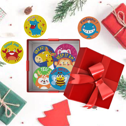 8 Pcs Wooden Diamond Painting Coasters Kits with Holder for Beginners (Animal)