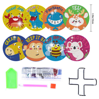 8 Pcs Wooden Diamond Painting Coasters Kits with Holder for Beginners (Animal)