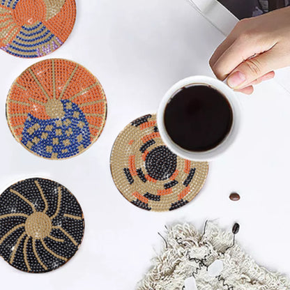 8 Pcs Wooden Diamond Painting Coasters Kits with Holder for Beginners (Flower)