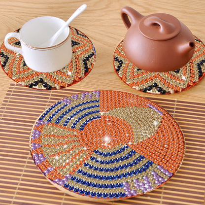 8 Pcs Wooden Diamond Painting Coasters Kits with Holder for Beginners (Flower)
