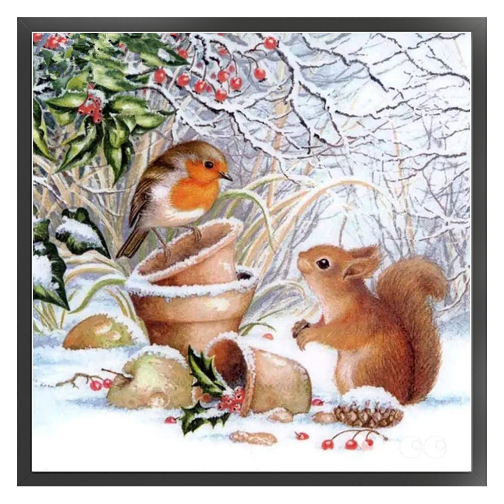 Squirrel And Bird - 11CT Stamped Cross Stitch 40*40CM