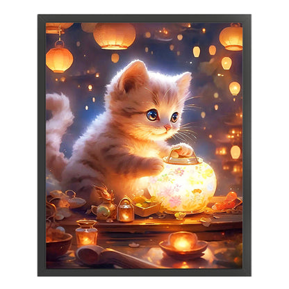 Kitten And Lantern - 11CT Stamped Cross Stitch 40*50CM