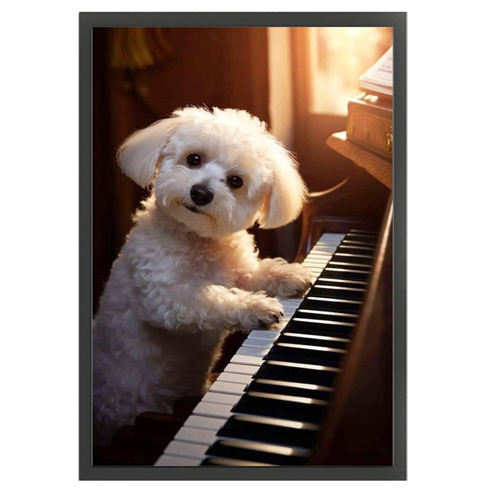 Puppy Playing Piano - 11CT Stamped Cross Stitch 40*60CM