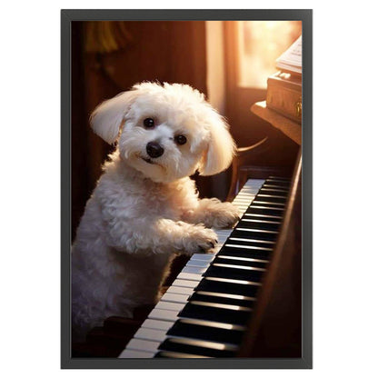 Puppy Playing Piano - 11CT Stamped Cross Stitch 40*60CM